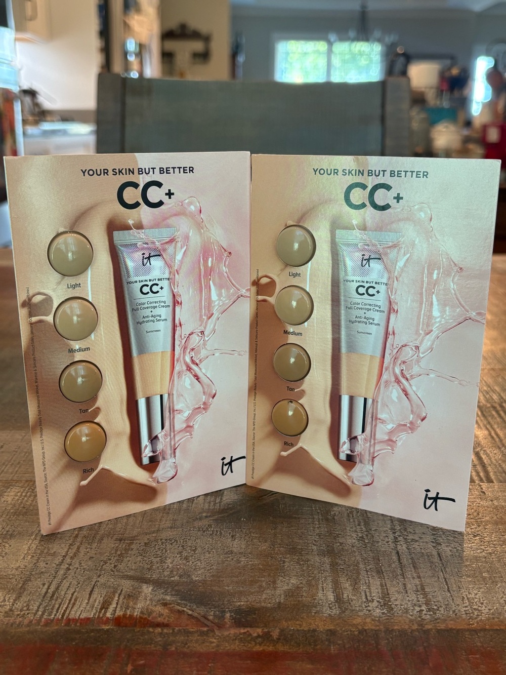 2 NEW It Cosmetics CC+ Full Coverage CREAM + Anti-Aging SERUM Sample CARDS!